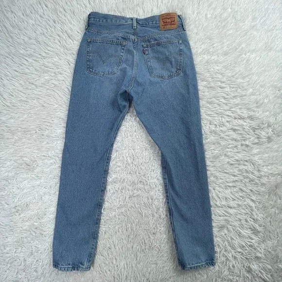 Levis Pants Womens 29x28 Blue 501S Skinny Button Fly Distressed Denim Jeans - Picture 8 of 14